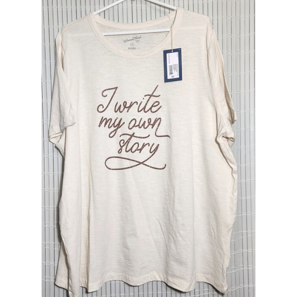 Universal Thread Casual Tshirt 2X Ivory I Write My Own Story Logo